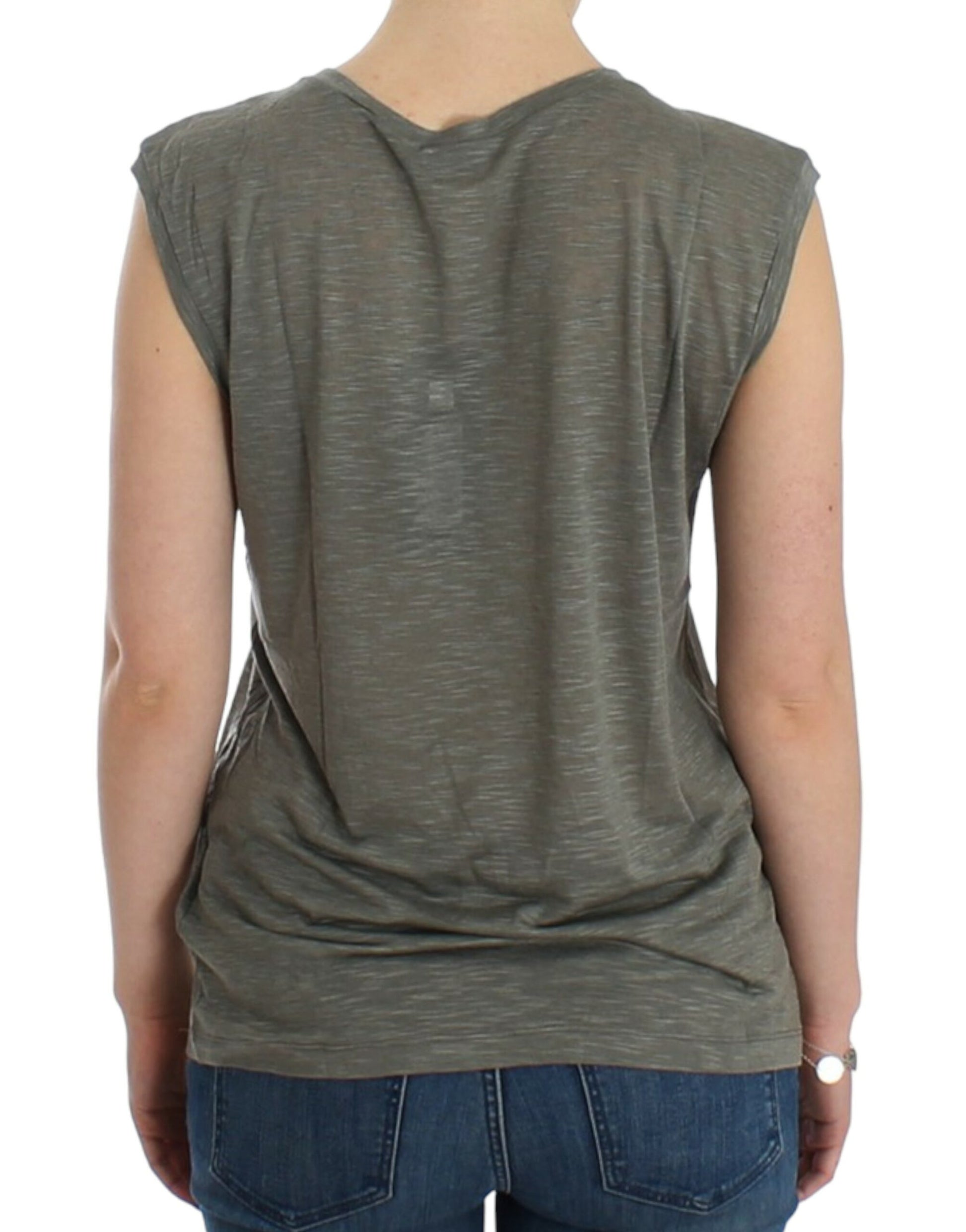 Back of a sleeveless top on a person