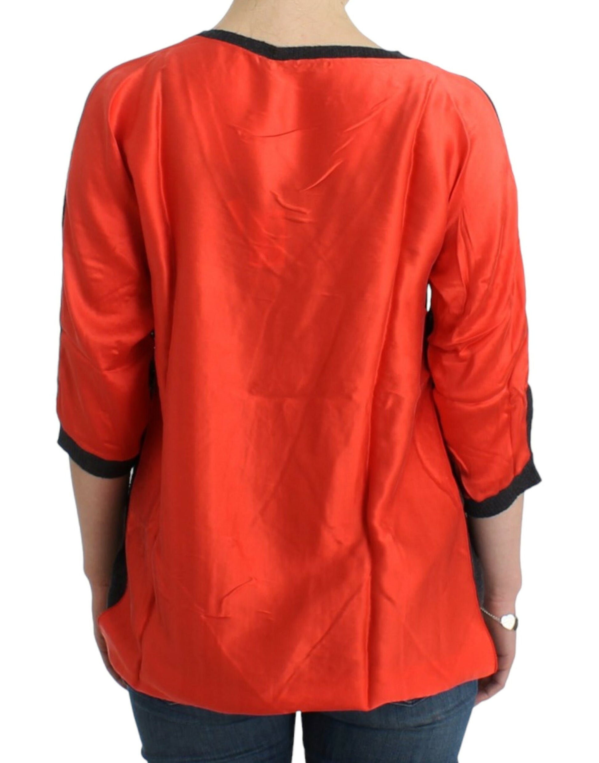 Red shirt with black trim on back