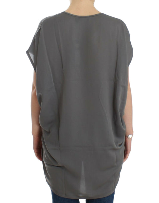 Backless dress in grey color