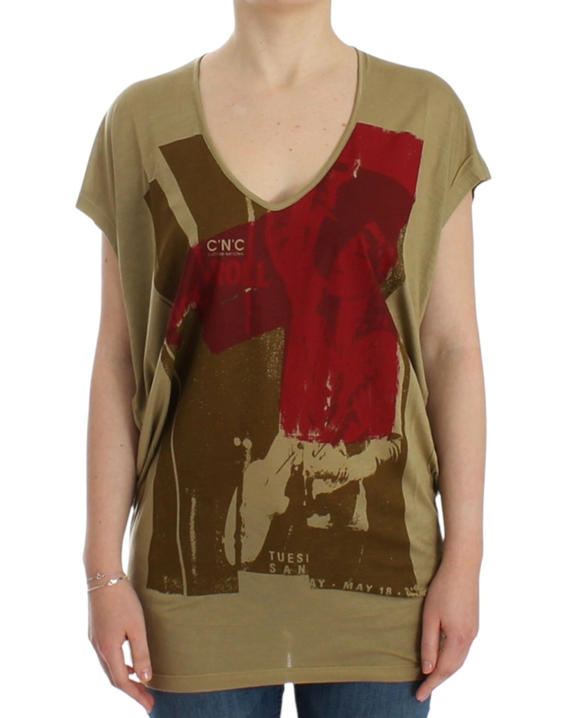Brown shirt with red design on front