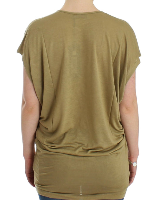 Back view of a sleeveless top in olive green