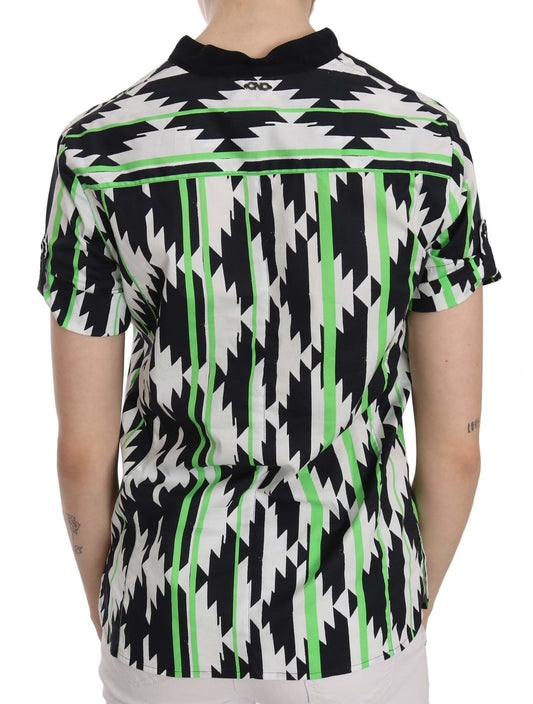 Black shirt with geometric pattern on back