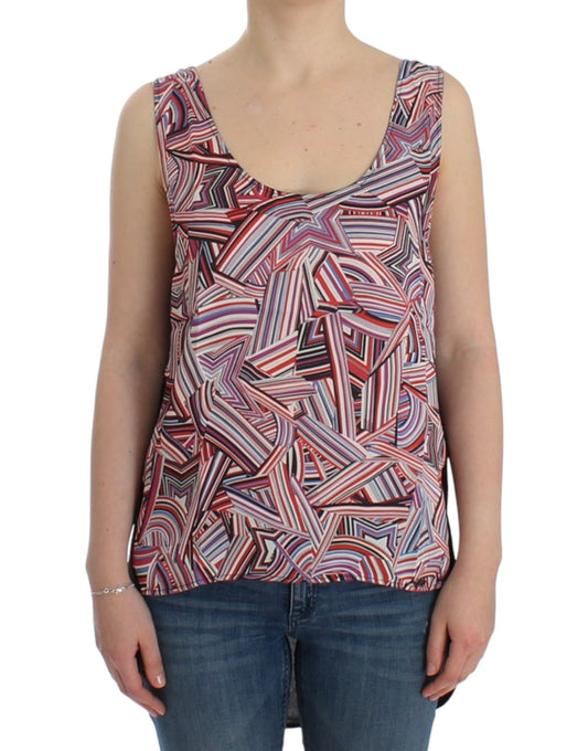 Woman wearing a colorful tank top