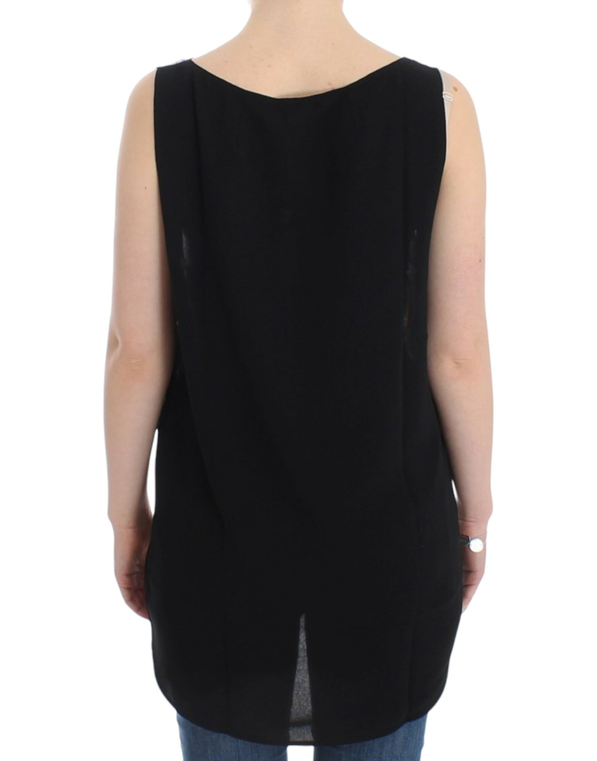 Black tank top on a woman's back