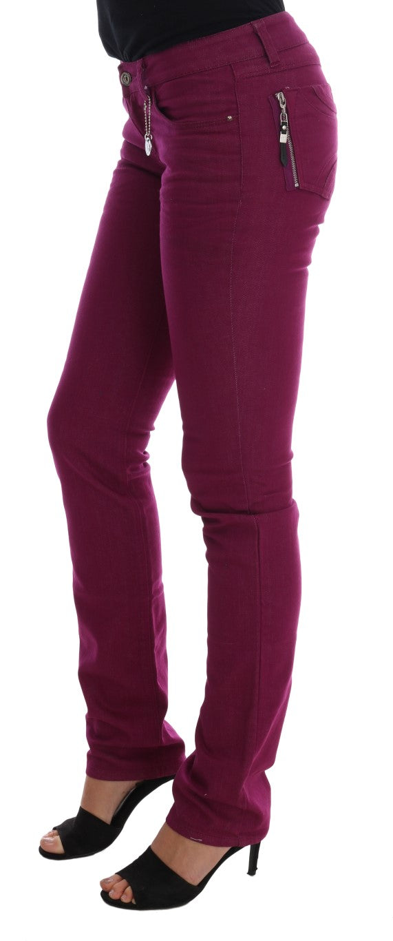 Pair of purple skinny jeans