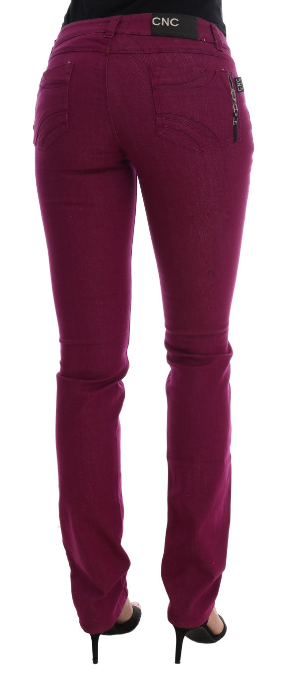 Pair of dark purple jeans on a mannequin