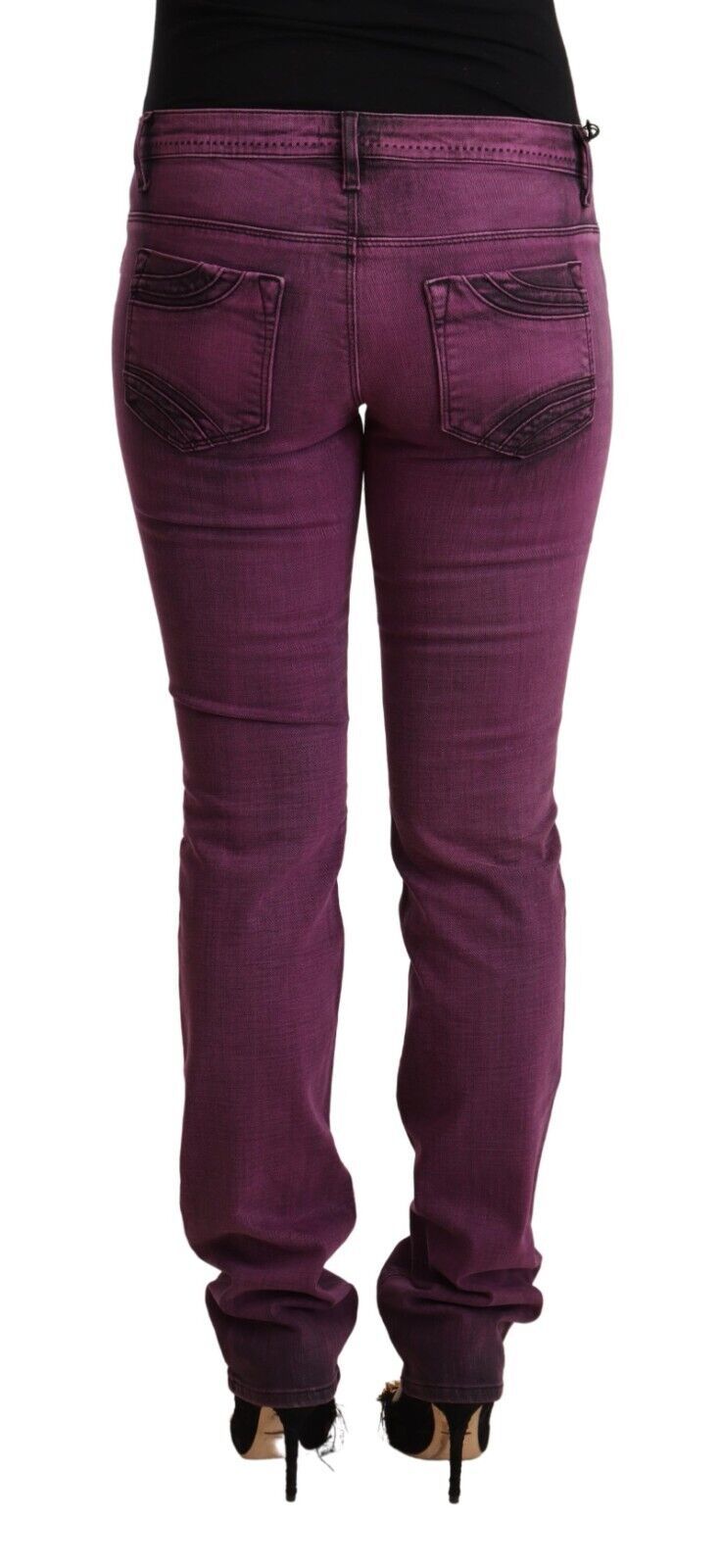 Pair of purple jeans on a mannequin