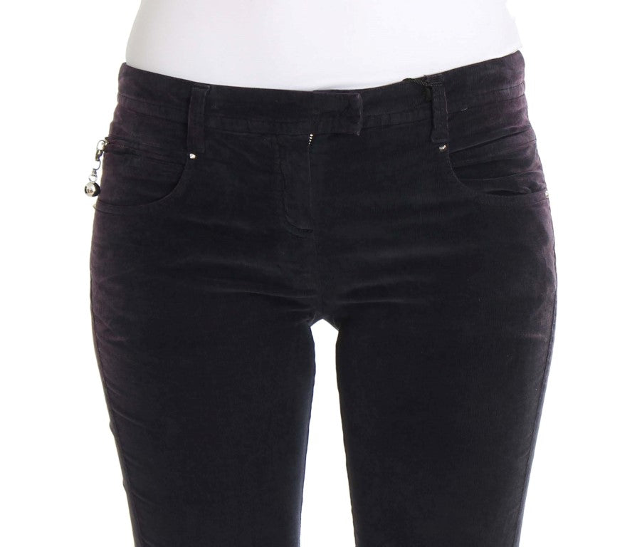 Pair of dark blue velvet skinny jeans