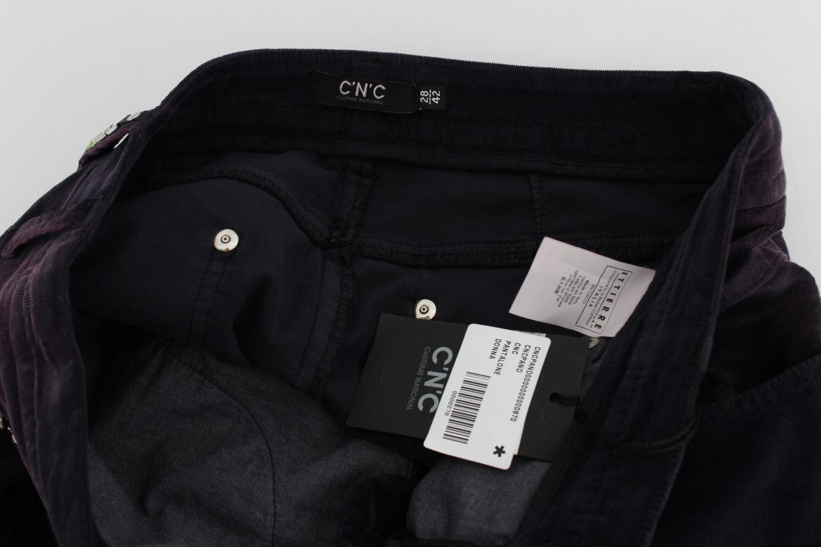 Pair of dark blue jeans with tags inside