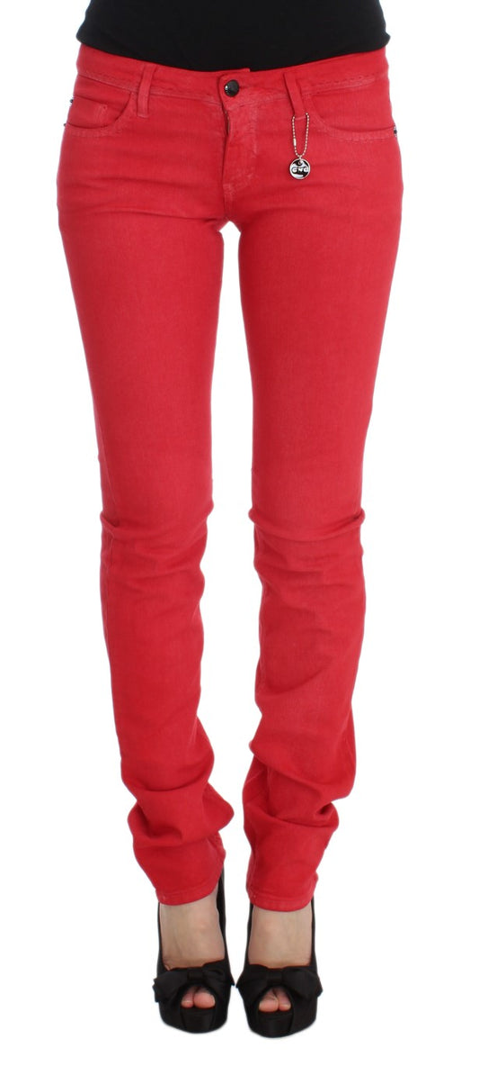 Red skinny jeans on a mannequin