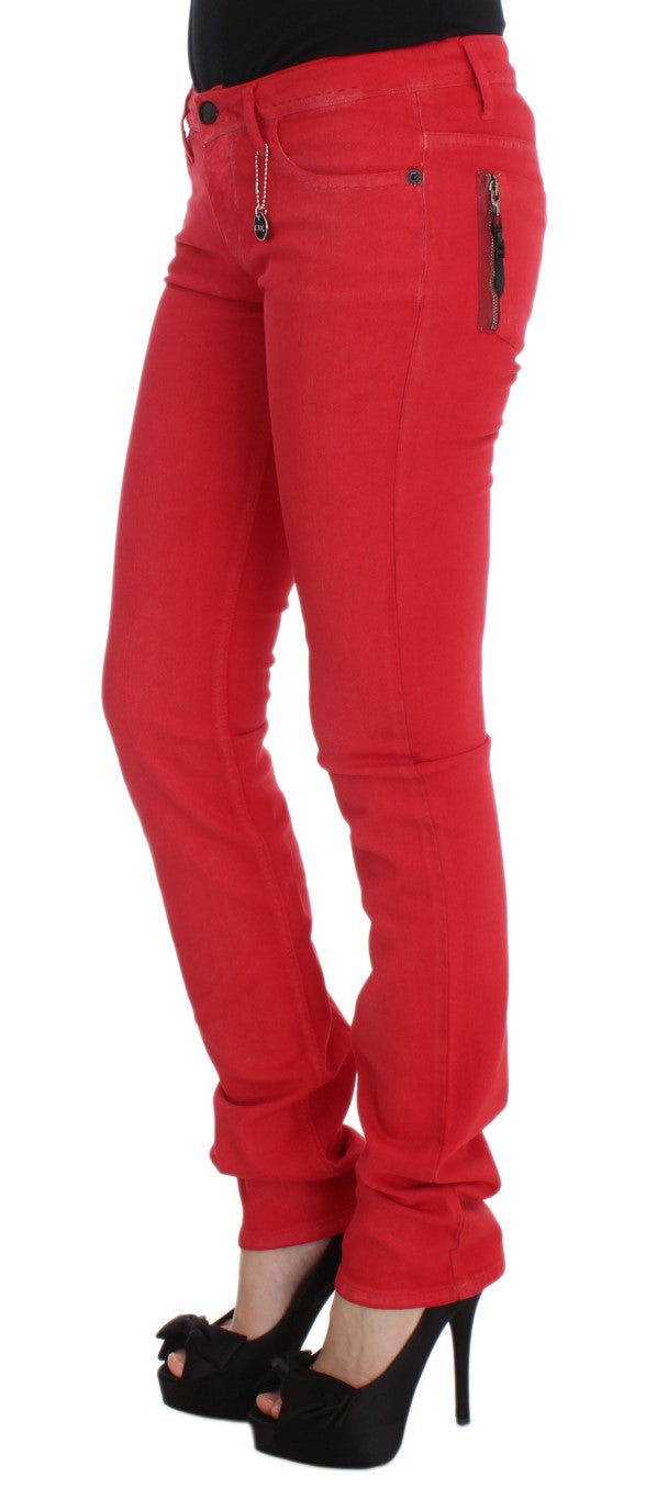 Red skinny jeans on a mannequin
