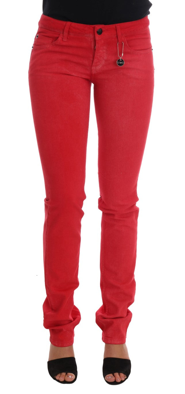 Red skinny jeans on a mannequin