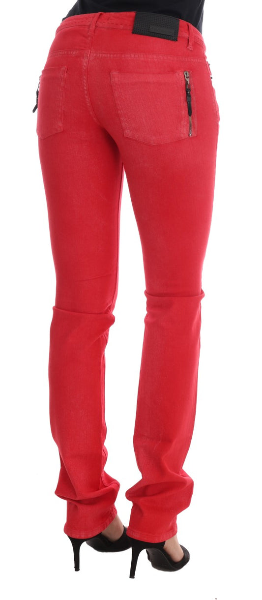 Red skinny jeans on a mannequin