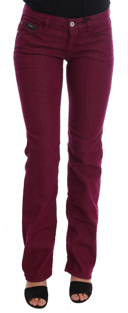 Pair of dark red skinny jeans