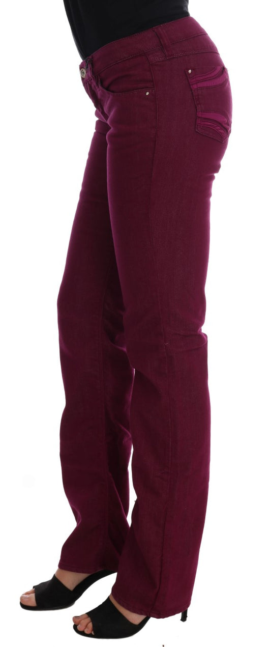 Pair of high waisted burgundy pants