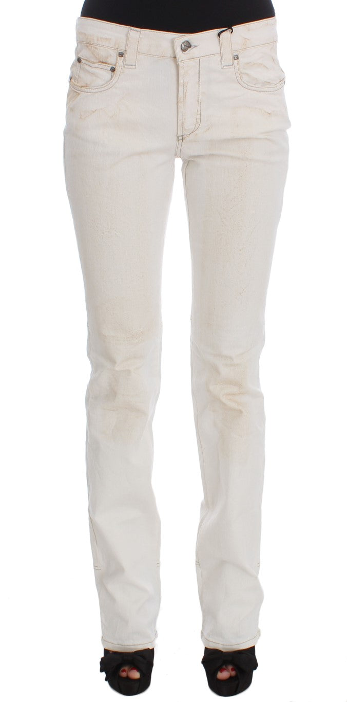 Pair of light wash denim jeans