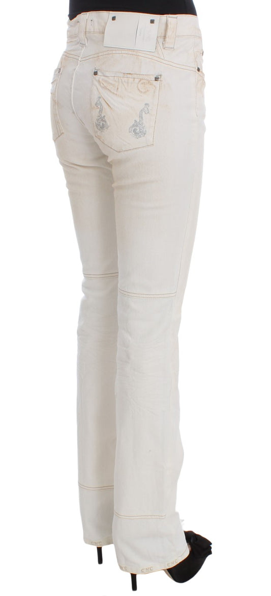 Pair of light wash denim jeans