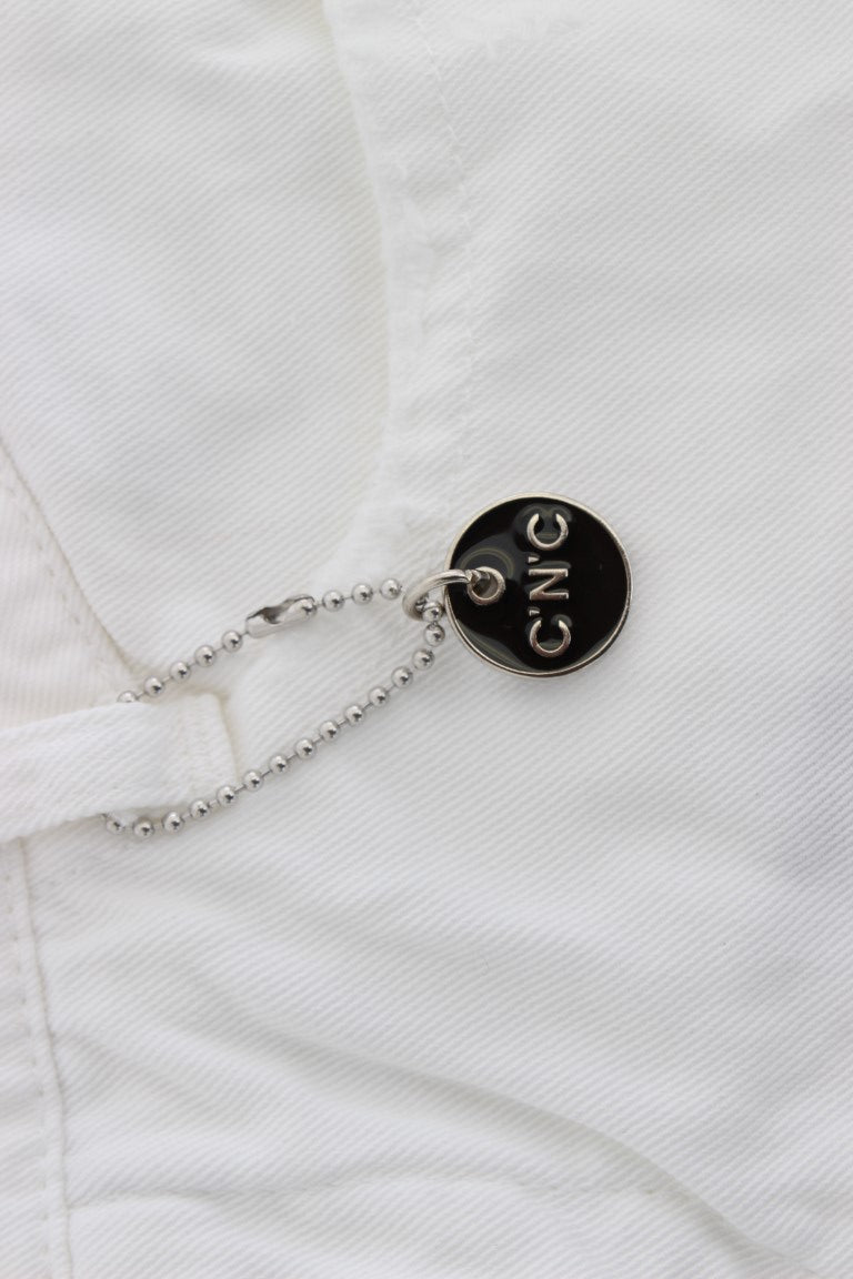Silver necklace with black tag