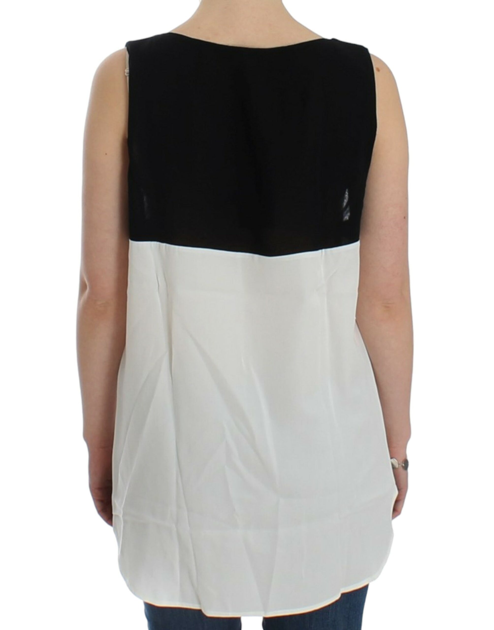 Black and white sleeveless top