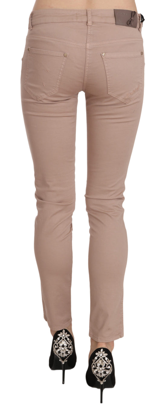 Pair of women's jeans in a light beige color