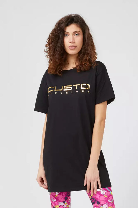 Black t-shirt with gold lettering