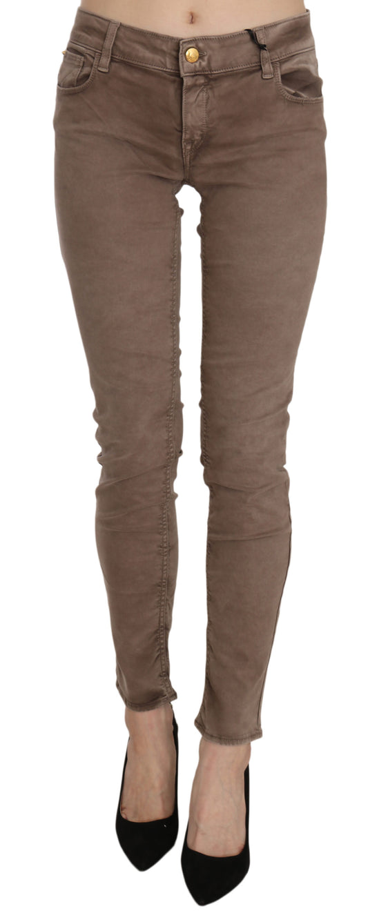 Pair of brown skinny jeans on a mannequin