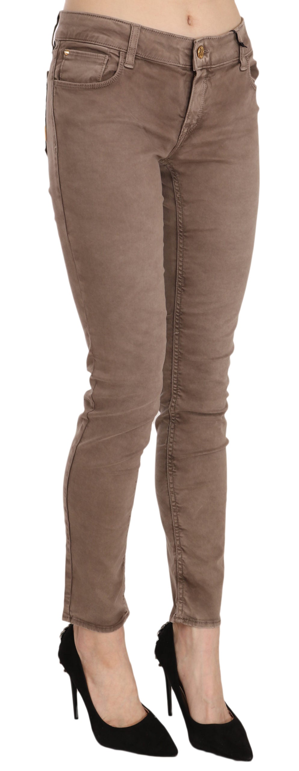 Pair of women's jeans with distressed design on legs