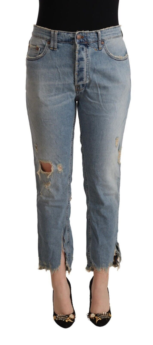 Pair of distressed blue jeans
