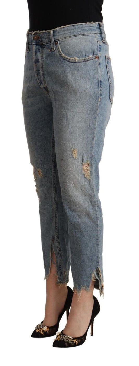 Pair of distressed jeans on a mannequin