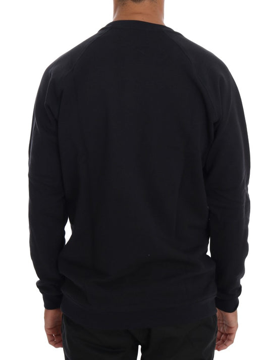 Long sleeve black sweatshirt with horizontal stripes