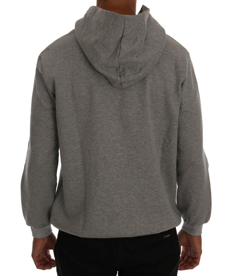 Grey hoodie with drawstring hood