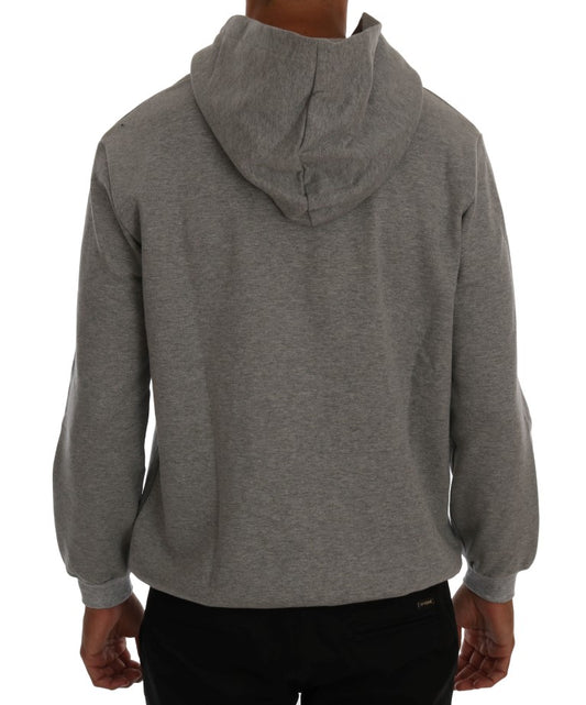 Grey hoodie with drawstring hood