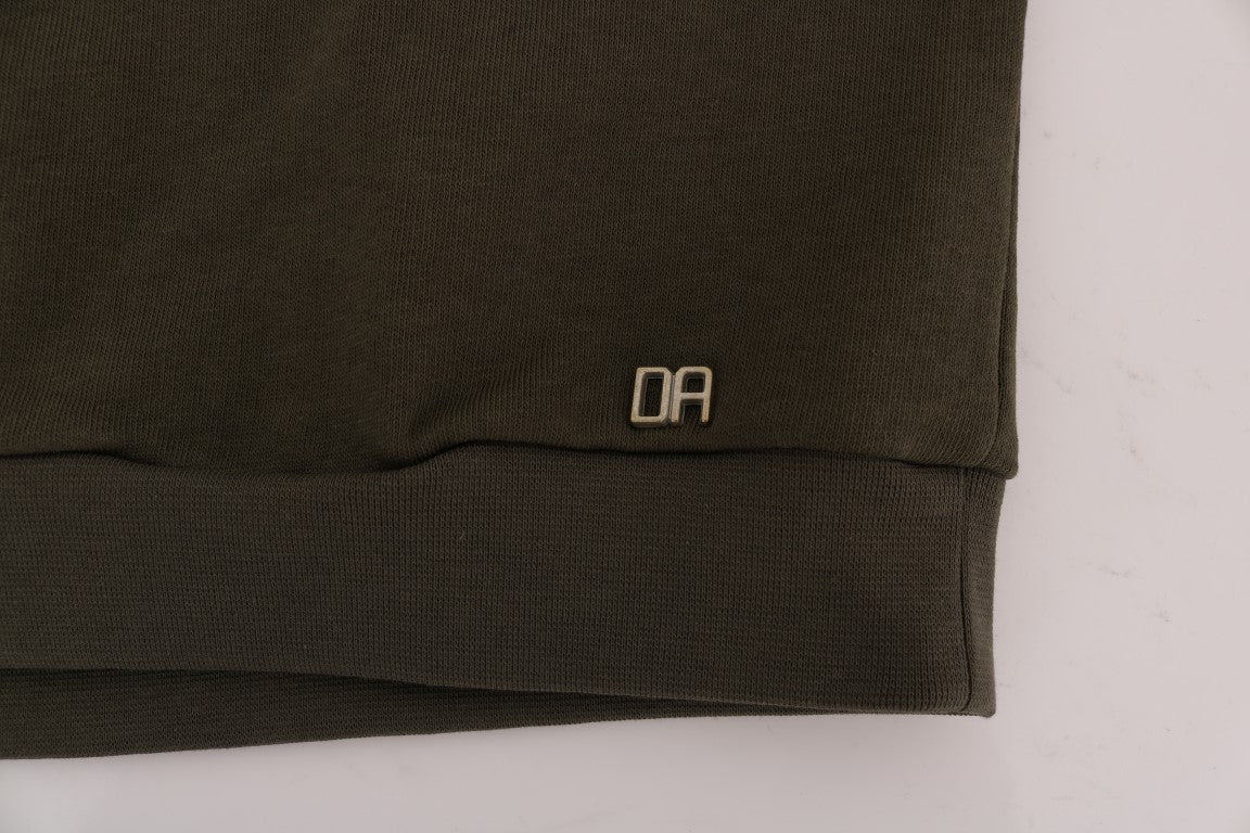 Dark colored sock with a logo on the side