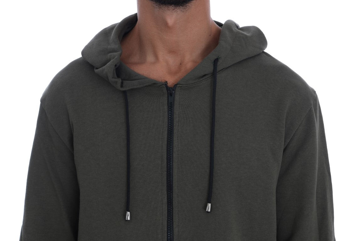 Grey hooded sweatshirt with zipper