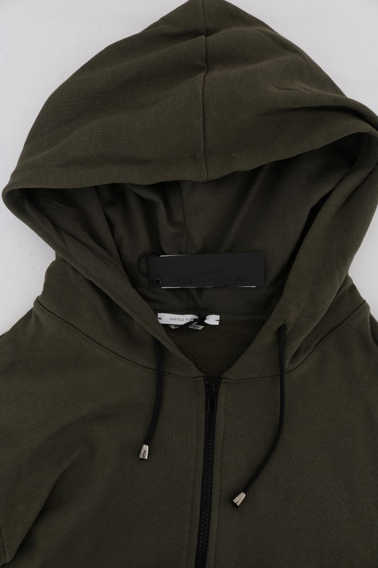Olive green hoodie on display