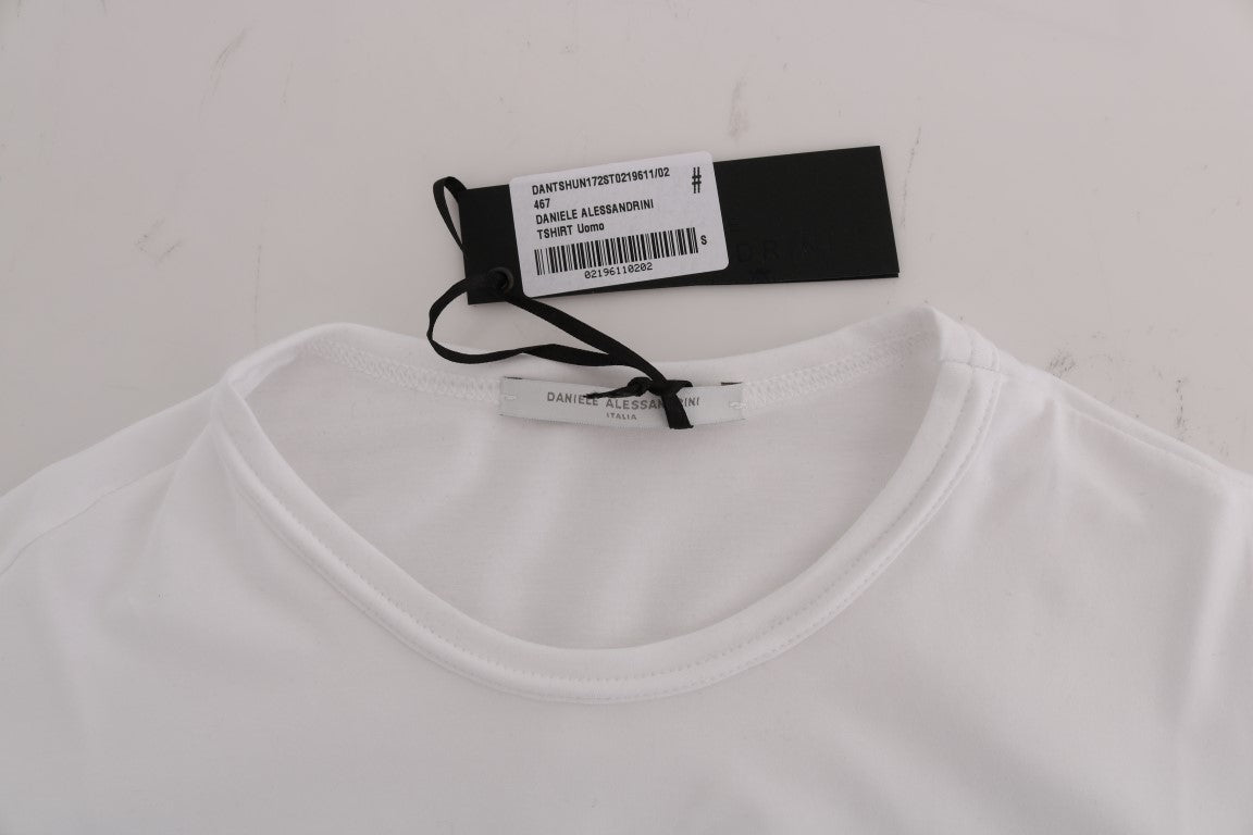White t-shirt on hanger with tag