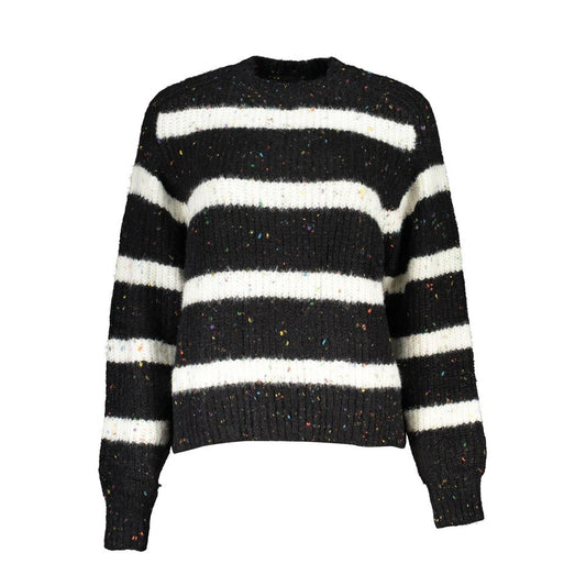 Black and white striped sweater with colorful sequins