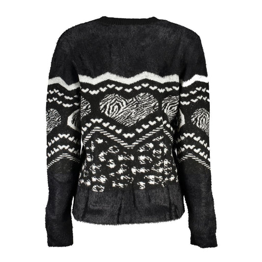 Black sweater with white patterned design on front