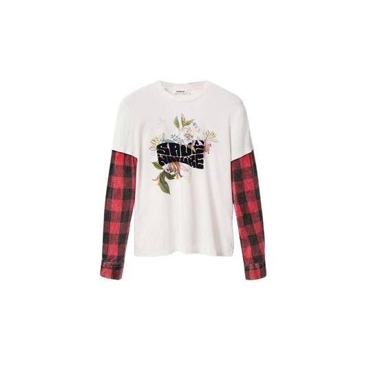 Desigual White Cotton T-Shirt