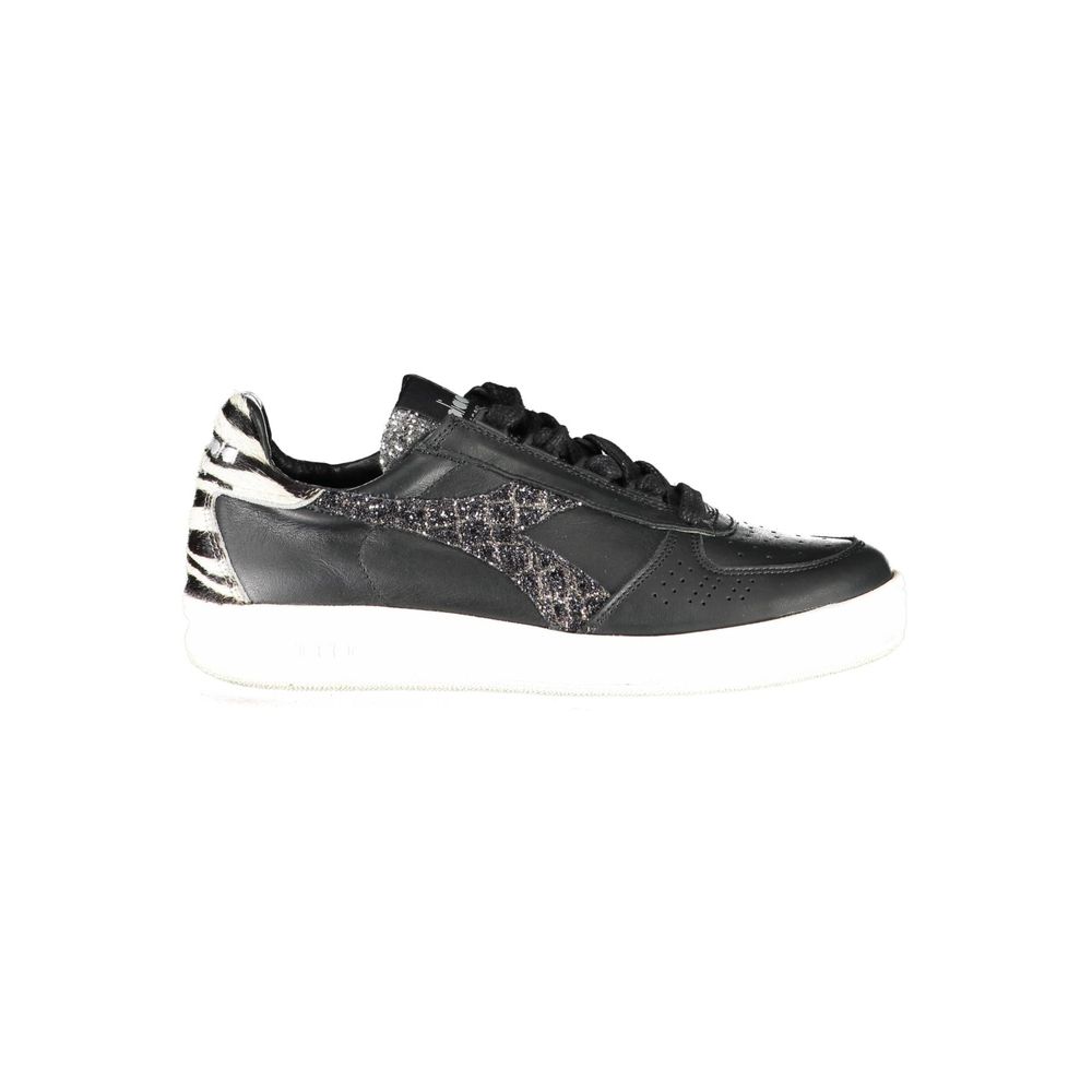 Black and white sneaker with zebra print accents