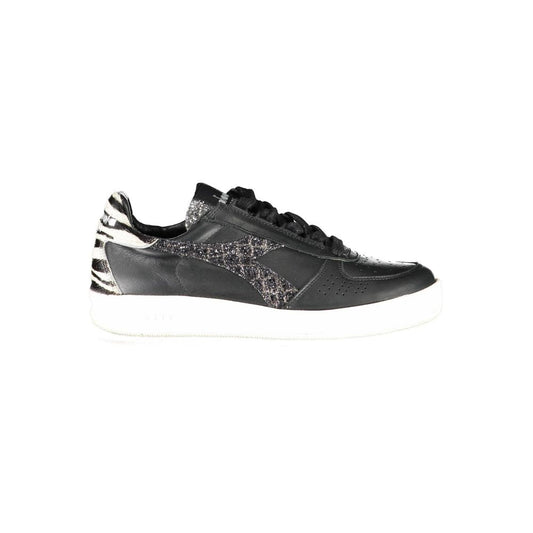 Black and white sneaker with zebra print accents