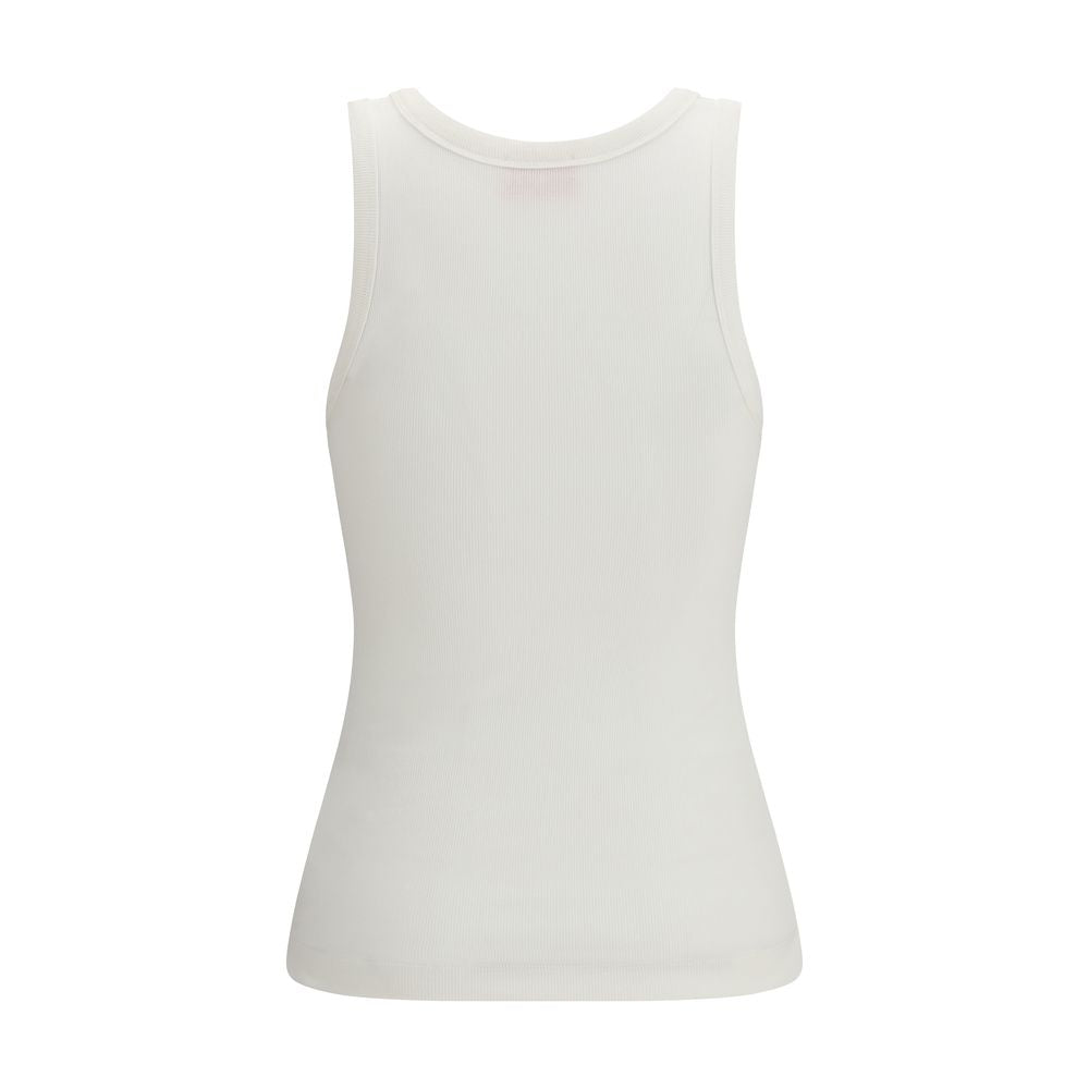 A white cotton sleeveless t-shirt