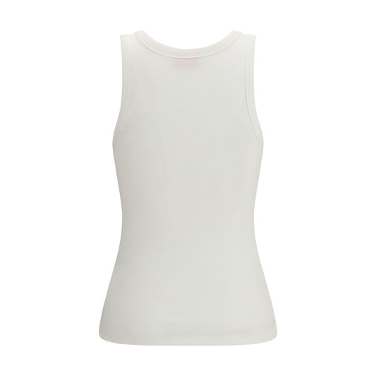 A white cotton sleeveless t-shirt