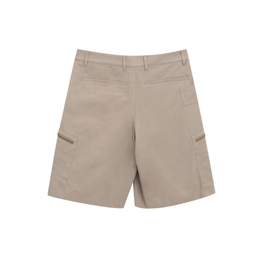 Tan cargo shorts with pockets on sides