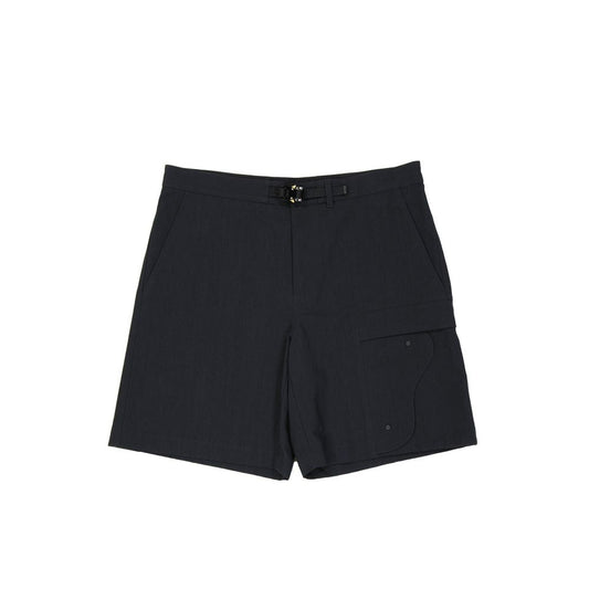 Pair of dark blue cargo shorts with pockets on sides