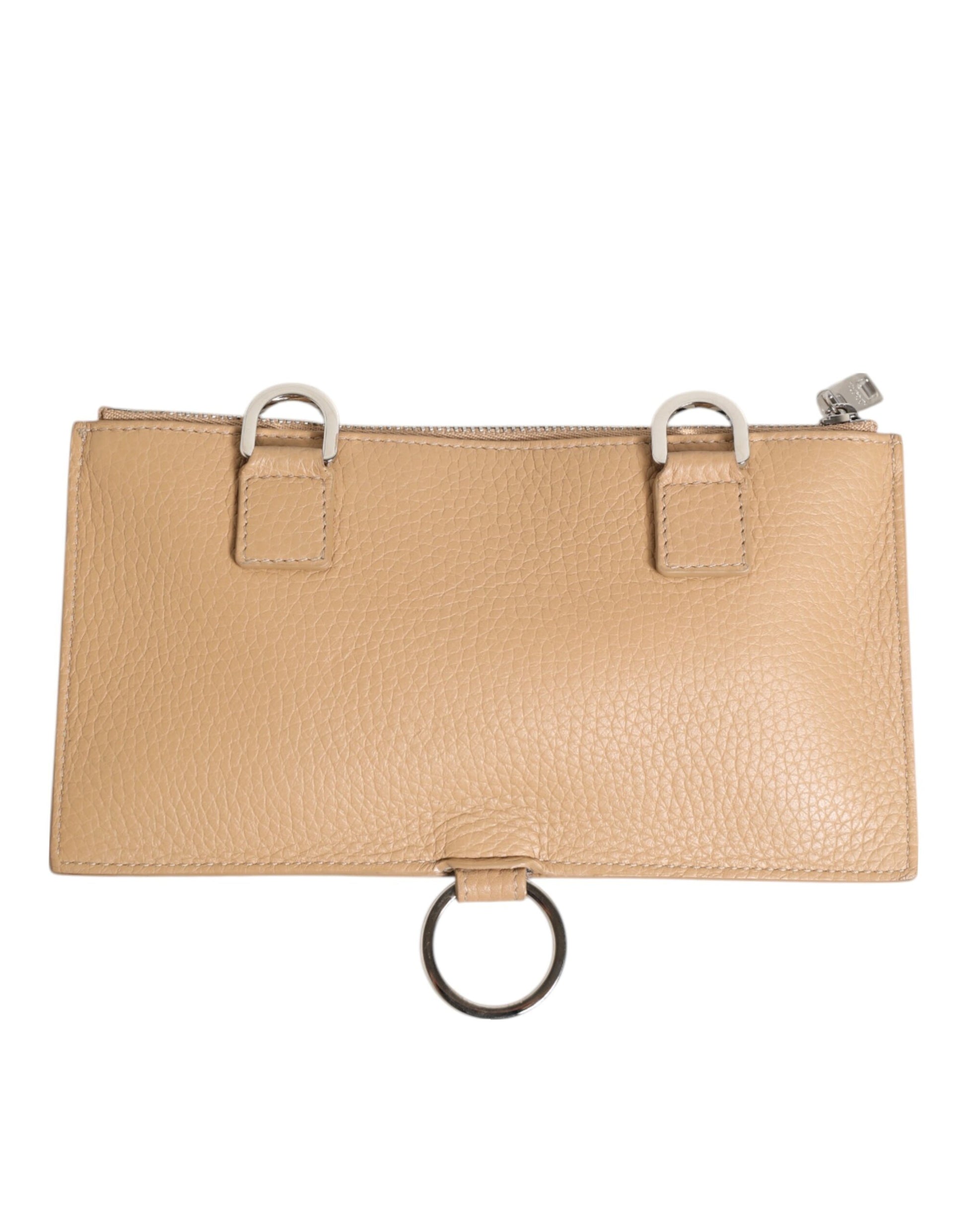 Brown leather crossbody bag with silver hardware