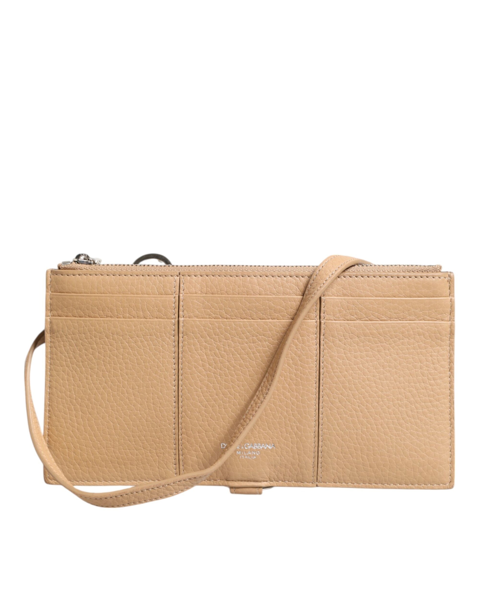 Brown leather crossbody bag with strap