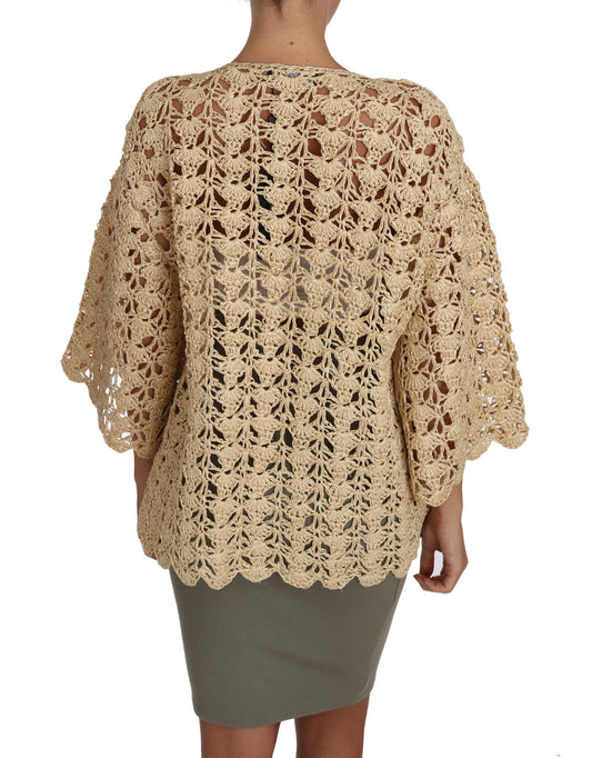 Crocheted lace backless cardigan