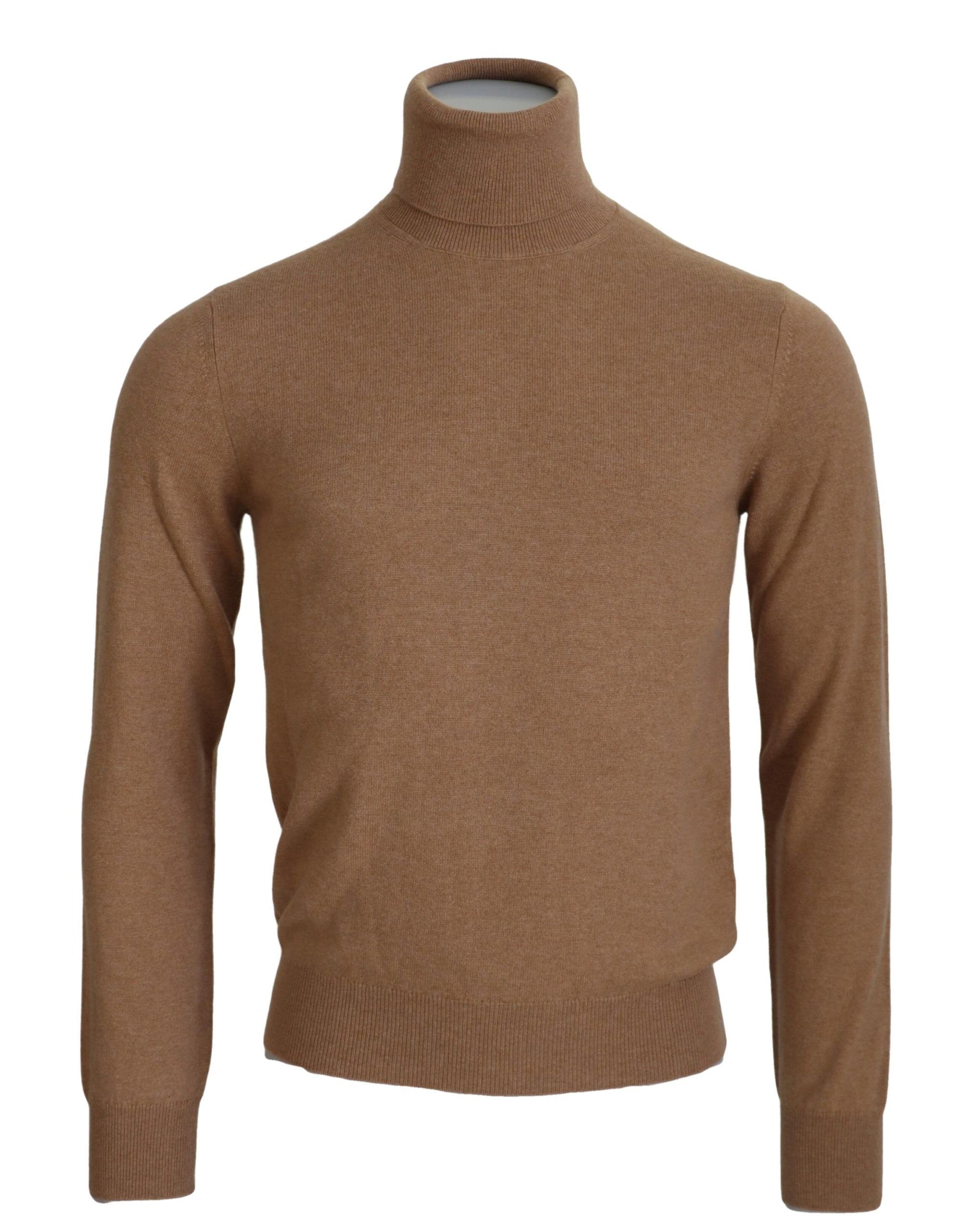 Brown turtleneck sweater on mannequin