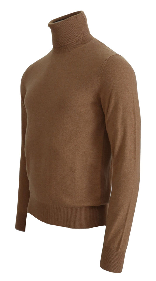 Brown turtleneck sweater on mannequin